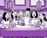 Nia celebra su cumpleaños número 19 con amigos en un restaurante.