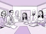 En una sala de reuniones, el equipo médico habla con Nia y su familia.