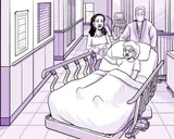 En el pasillo de un hospital, Nia está a punto de entrar a cirugía.