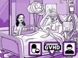 نيا تجلس على سرير المستشفى وتشعر بتحسن.