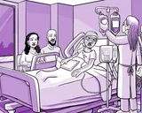 Nia en una cama de hospital con síntomas de la EICH.
