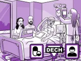 Nia em um leito hospitalar com sintomas de DECH.