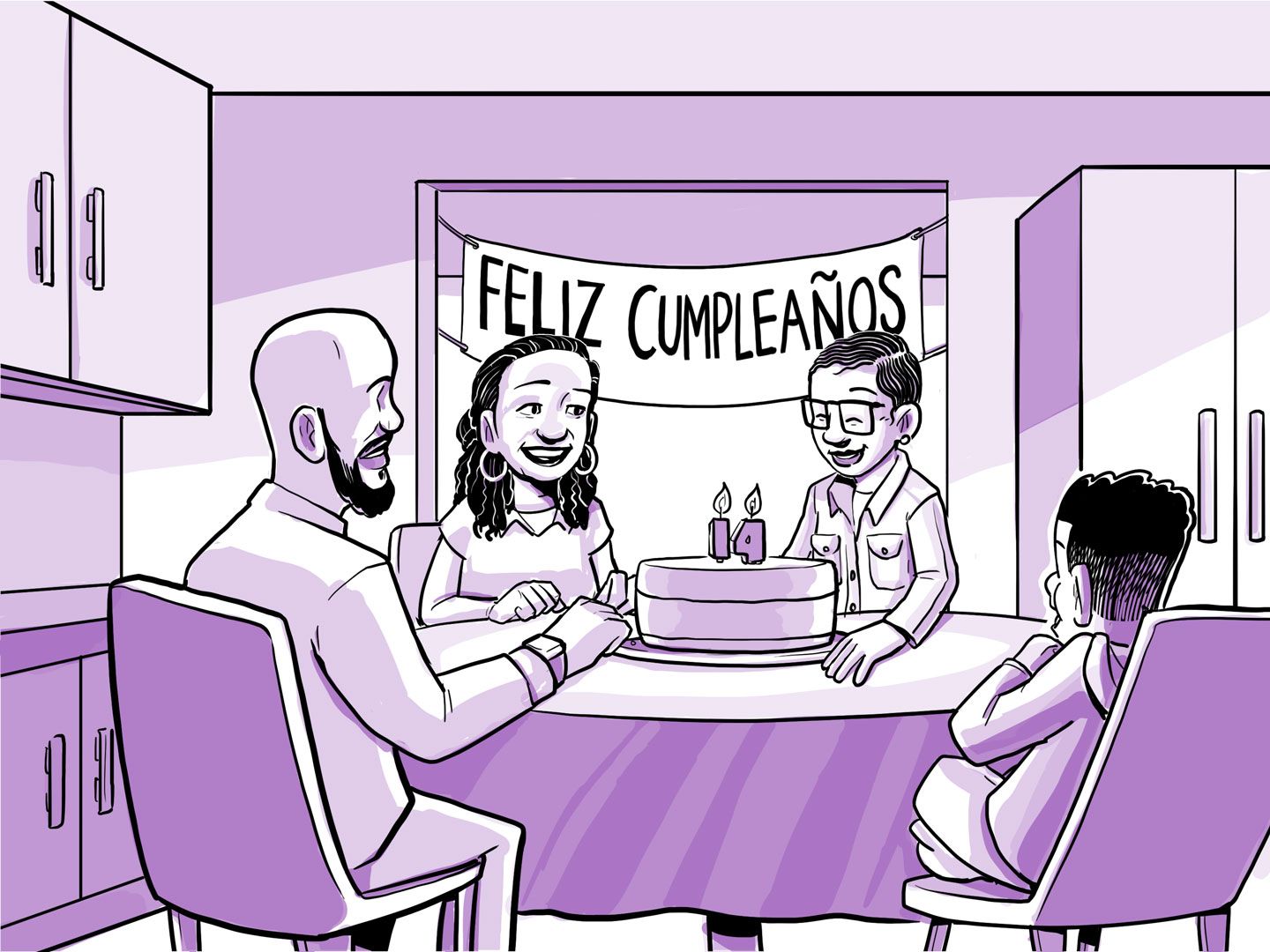 La familia de Nia celebra el cumpleaños número 14 de Nia.