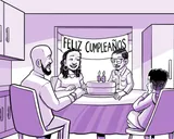 La familia de Nia celebra el cumpleaños número 14 de Nia.