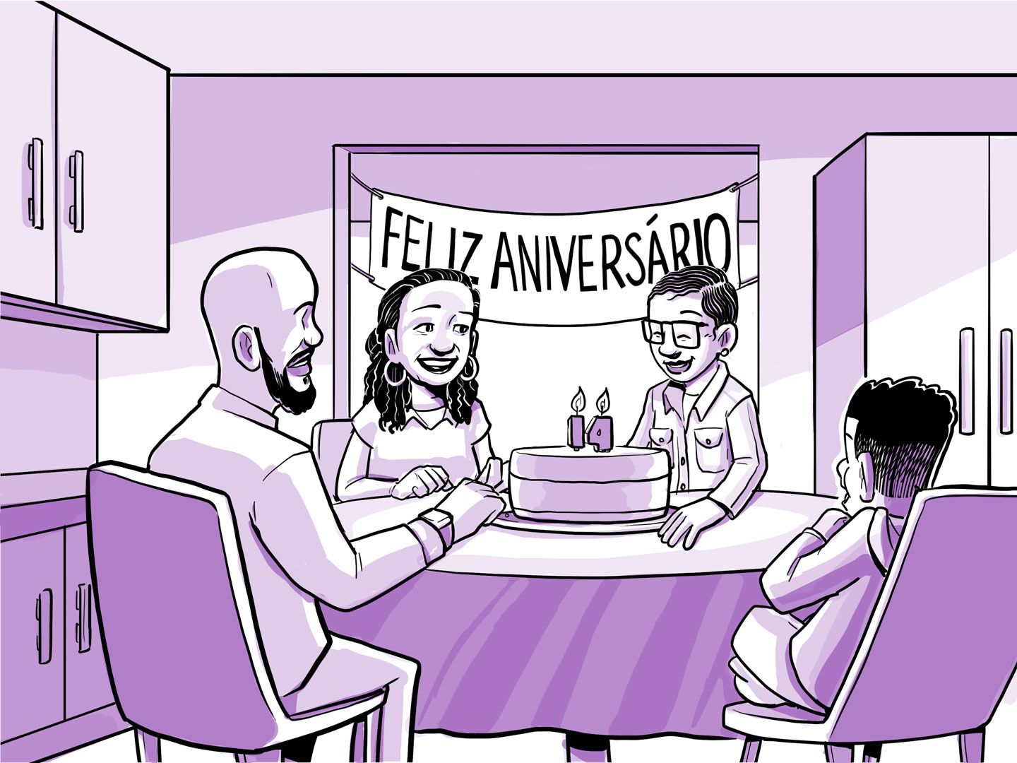 A família de Nia comemora o 14.º aniversário dela.