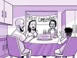 La familia de Nia celebra el cumpleaños número 15 de Nia.