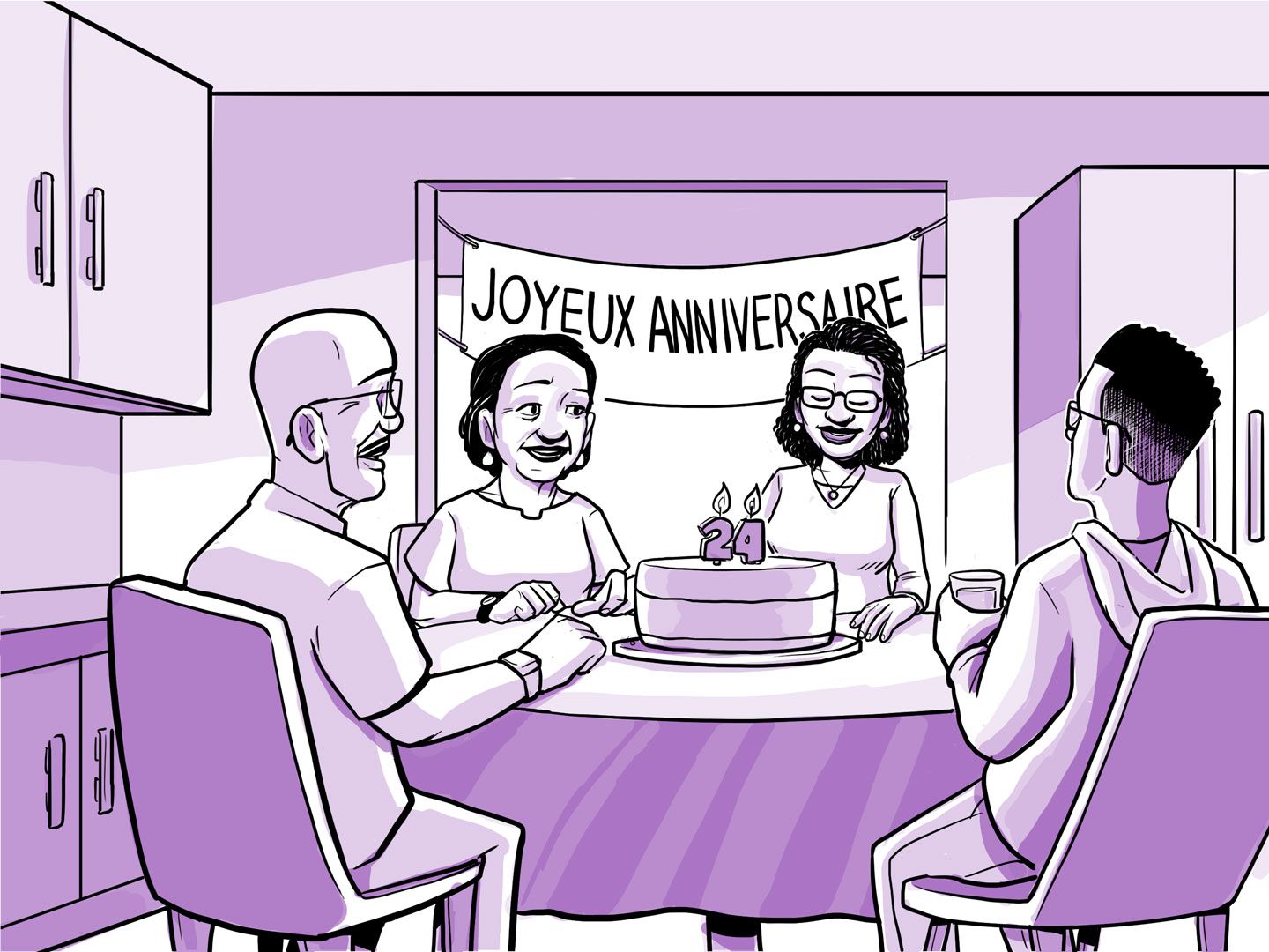 La famille de Nia fête ses 24 ans.