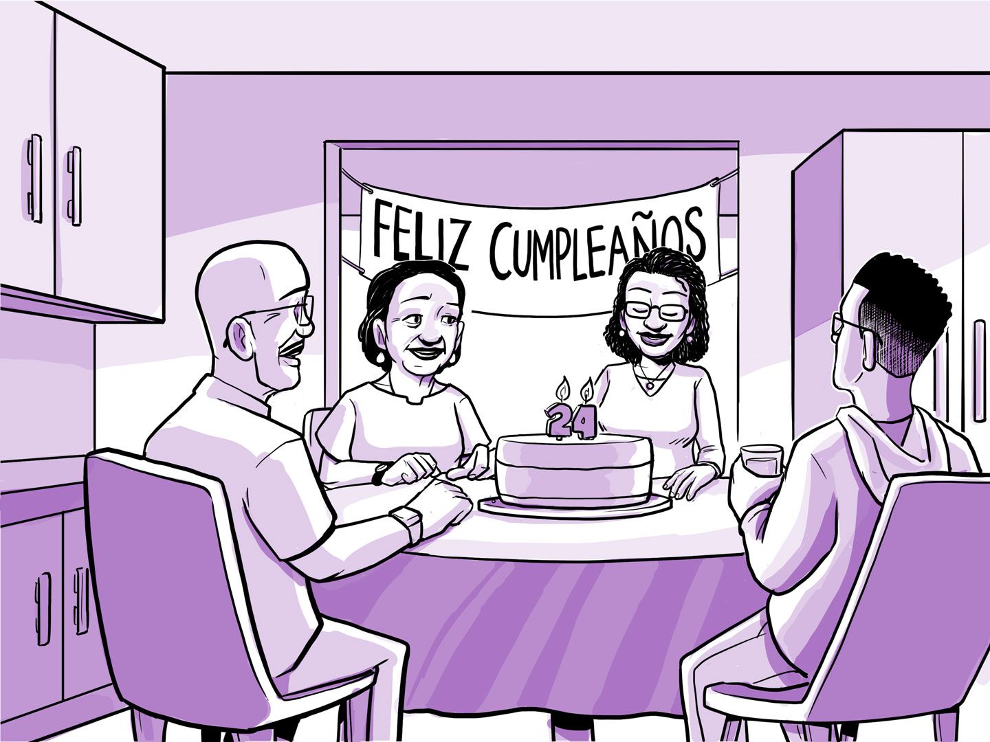 La familia de Nia celebra el cumpleaños número 24 de Nia.