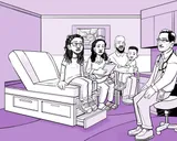 La madre de Nia firma los documentos de consentimiento.