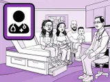 Nia y su familia hablan con el médico en la consulta.