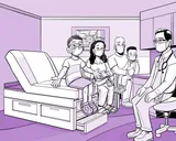 Nia le muestra al médico que sus síntomas están mejorando.