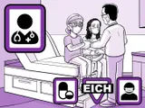 El médico de Nia evalúa sus síntomas en la sala de examen.