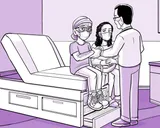 El médico de Nia evalúa sus síntomas en la sala de examen.