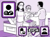 El médico de Nia evalúa sus síntomas en la sala de examen.