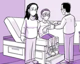 El médico de Nia evalúa sus síntomas en la sala de examen.