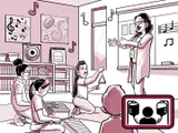 تقوم نيا بتدريس مادة الموسيقى في مدرسة ابتدائية.