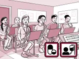 Nia toca el saxofón en una banda de jazz.