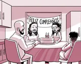 La familia de Nia celebra el cumpleaños número 14 de Nia.