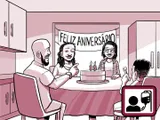 A família de Nia comemora o 15.º aniversário dela.