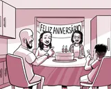 A família de Nia comemora o 15.º aniversário dela.