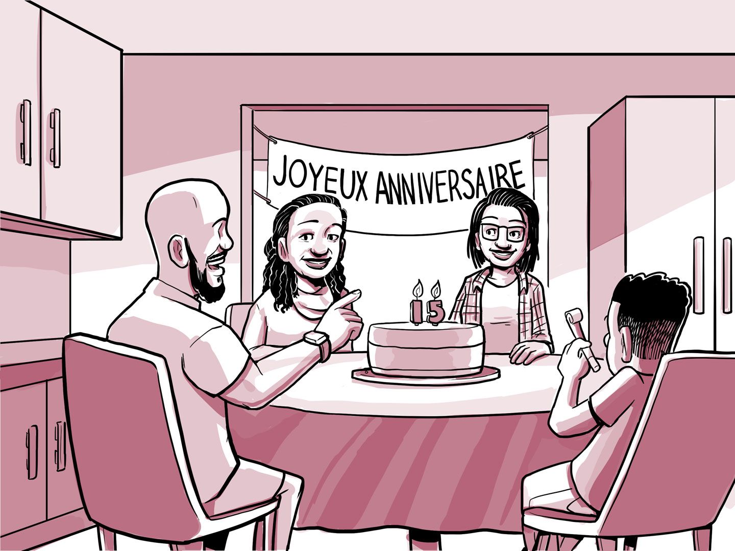 La famille de Nia fête ses 15 ans.