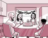 تحتفل عائلة نيا بعيد ميلادها الخامس عشر.