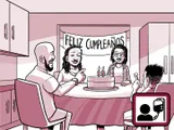 La familia de Nia celebra el cumpleaños número 15 de Nia.