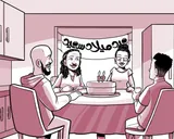 تحتفل عائلة نيا بعيد ميلادها التاسع عشر.