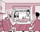 A família de Nia comemora o 19.º aniversário dela.