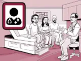 El médico de Nia hablando con la familia sobre los resultados de las pruebas.