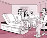 El médico de Nia hablando con la familia sobre los resultados de las pruebas.