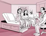 El médico de Nia hablando con la familia sobre los resultados de las pruebas.
