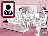 El médico de Nia hablando con la familia sobre los resultados de las pruebas.