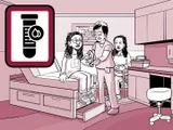 A Nia le extraen sangre para un análisis.