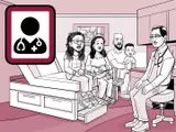 Nia y su familia hablan con el médico en la consulta.