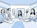 En una sala de reuniones, el equipo médico habla con Nia y su familia.