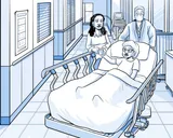 En el pasillo de un hospital, Nia está a punto de entrar a cirugía.