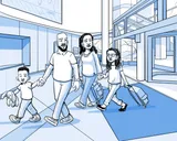 Nia y su familia entran en el hospital.