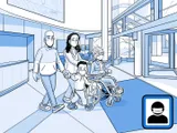 Nia y su familia salen del hospital.