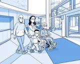 Nia y su familia salen del hospital.