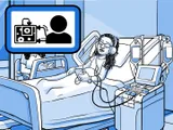 Nia en el hospital conectada a una máquina.