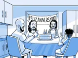 A família de Nia comemora o 15.º aniversário dela.