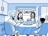 La familia de Nia celebra el cumpleaños número 15 de Nia.
