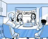 La familia de Nia celebra el cumpleaños número 15 de Nia.
