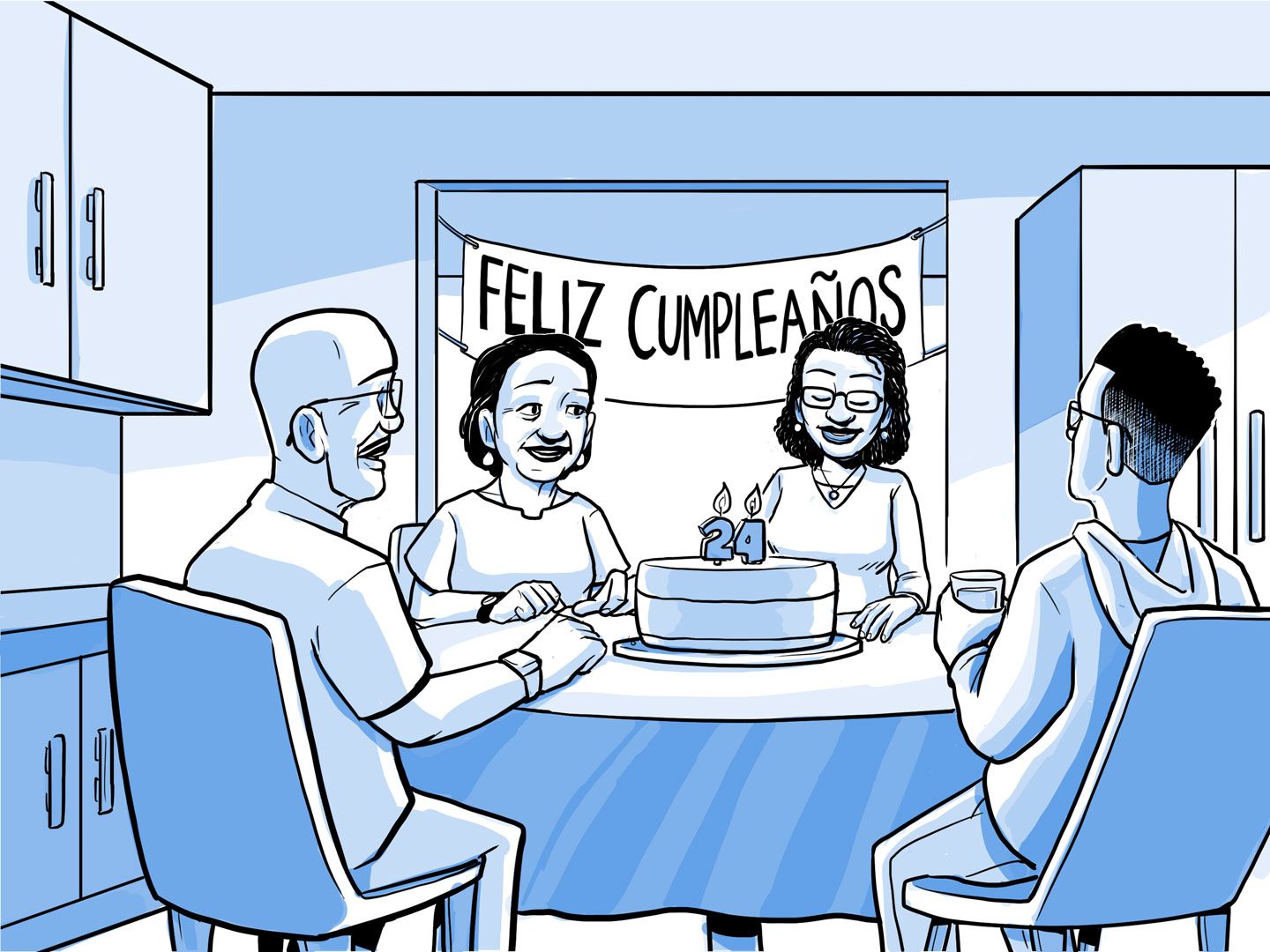La familia de Nia celebra el cumpleaños número 24 de Nia.