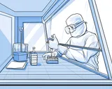 Técnico de laboratorio trabajando con células en el laboratorio.
