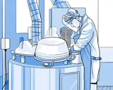 Técnico de laboratorio introduciendo células en el congelador.