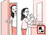 Nia tomando el medicamento en su hogar.