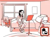 Nia tomando el medicamento en su hogar.