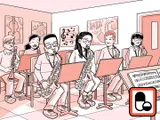 Nia toca el saxofón en una banda de jazz.